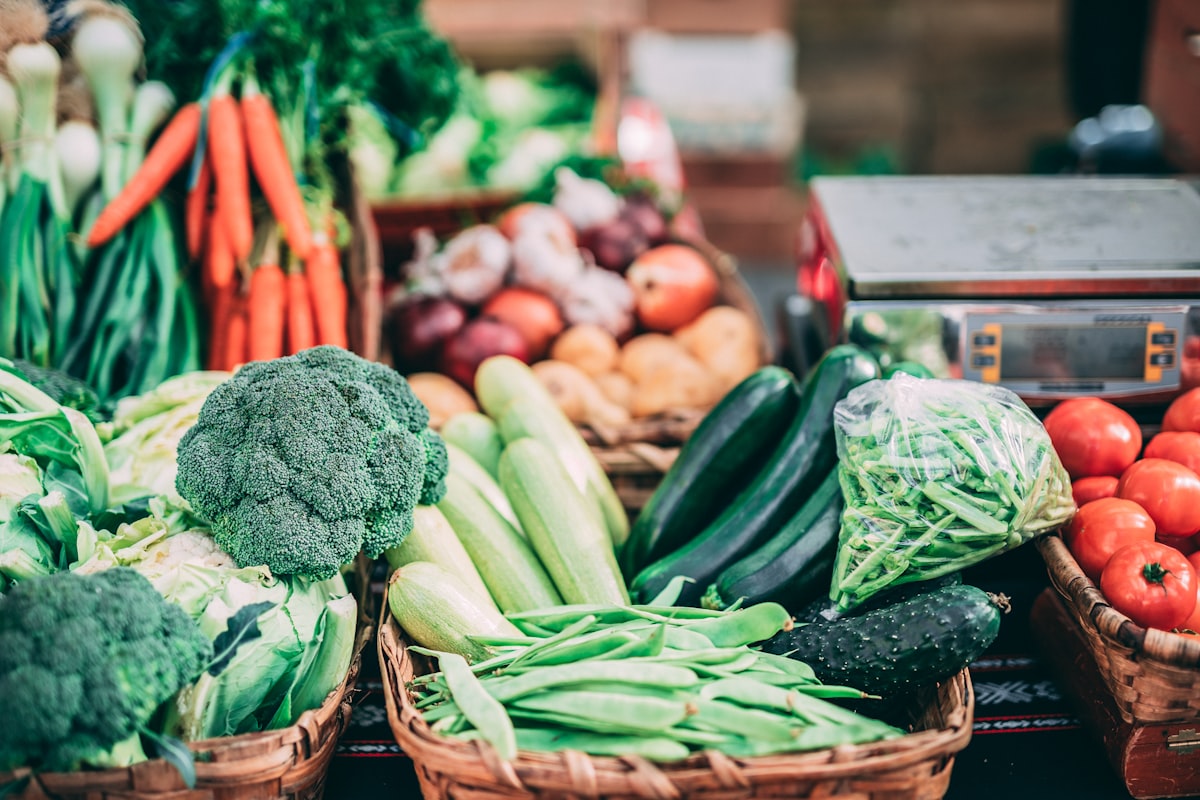 Fresh seasonal vegetables and fruits
